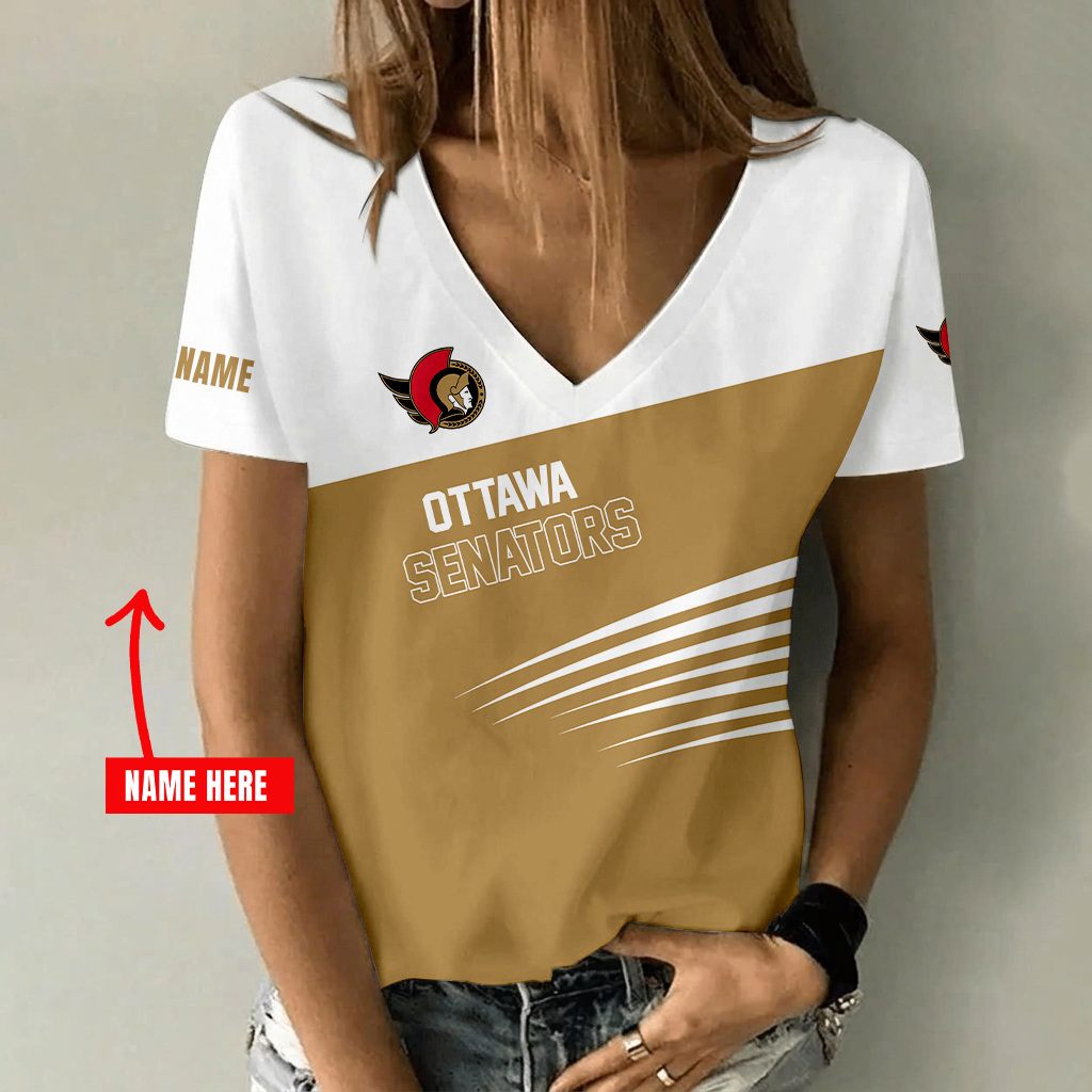 [SUPER SALE] NEW CUSTOMIZED NHL29 OSN OTTAWA SENATORS V-NECK FEMALE SHIRT