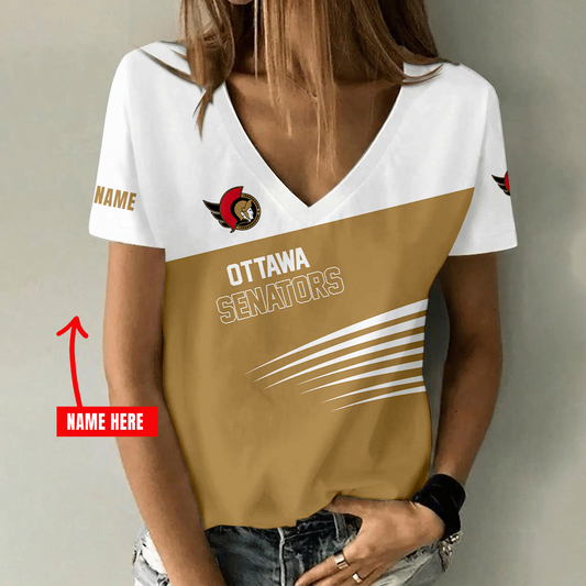 [SUPER SALE] NEW CUSTOMIZED NHL29 OSN OTTAWA SENATORS V-NECK FEMALE SHIRT