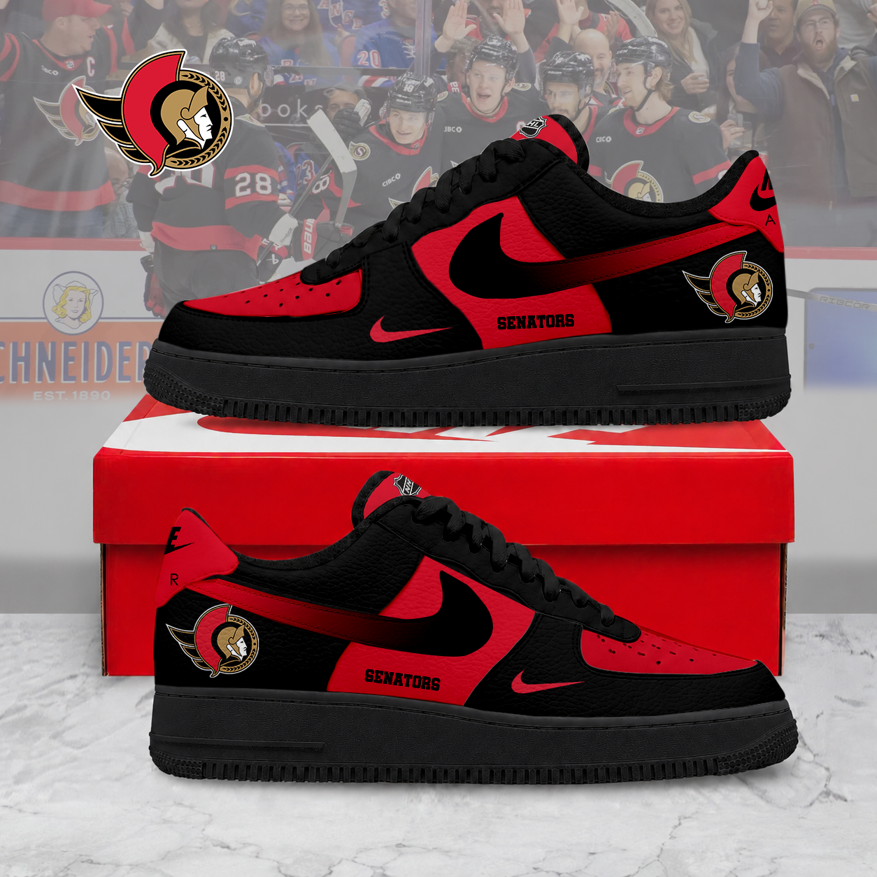 ELITE EDITION - NEW CUSTOMIZED NHL29 OSN OTTAWA SENATORS AF1 SHOES