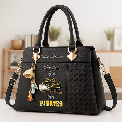 LIMITED EDITION - NEW CUSTOMIZED MLB29 PHP PITTSBURGH PIRATES ZIP HANDBAG MULTICOLOR