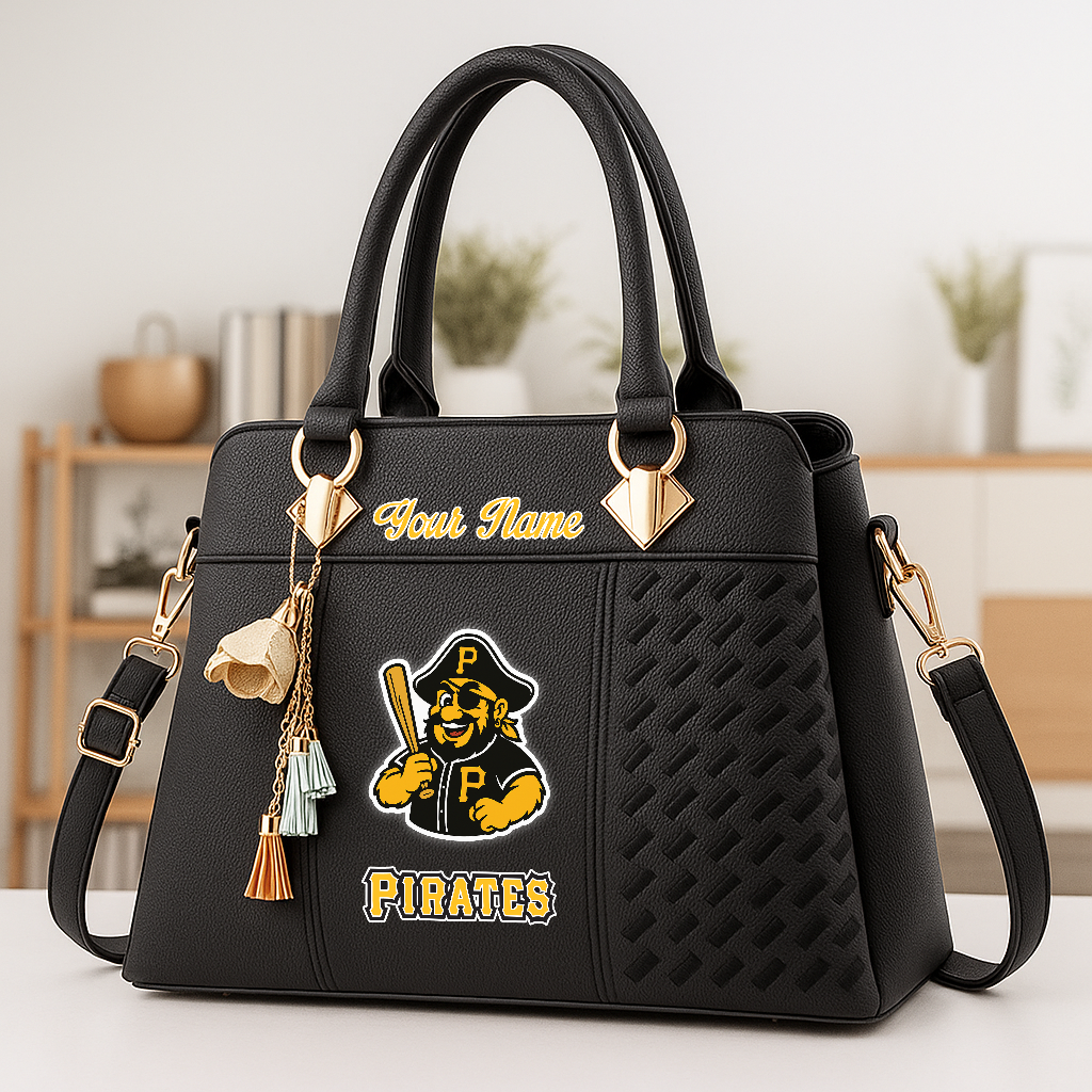 LIMITED EDITION - NEW CUSTOMIZED MLB29 PHP PITTSBURGH PIRATES ZIP HANDBAG MULTICOLOR