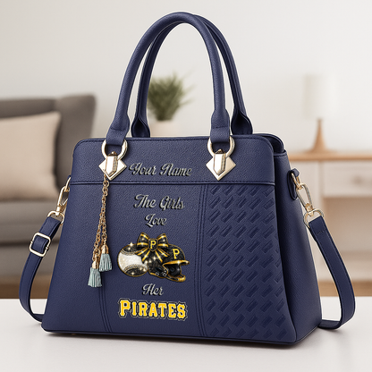 LIMITED EDITION - NEW CUSTOMIZED MLB29 PHP PITTSBURGH PIRATES ZIP HANDBAG MULTICOLOR