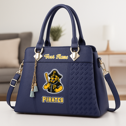 LIMITED EDITION - NEW CUSTOMIZED MLB29 PHP PITTSBURGH PIRATES ZIP HANDBAG MULTICOLOR