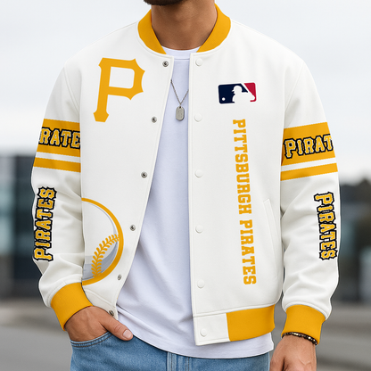 LIMITED EDITION - NEW CUSTOMIZED MLB29 PHP PITTSBURGH PIRATES BASEBALL JACKET, SATIN VARSITY JACKET