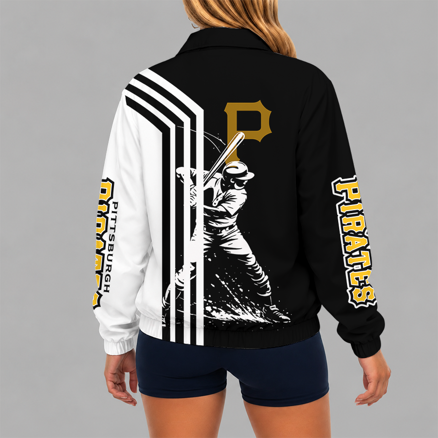 [FLASH SALE] NEW CUSTOMIZED MLB29 PHP PITTSBURGH PIRATES V-NECK ZIPPER SWEATSHIRT JACKET