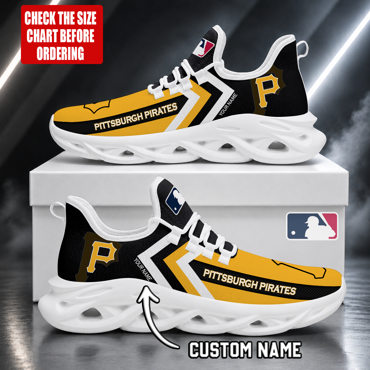 LIMITED EDITION - NEW CUSTOMIZED MLB29 PHP PITTSBURGH PIRATES MAX SOUL SHOES