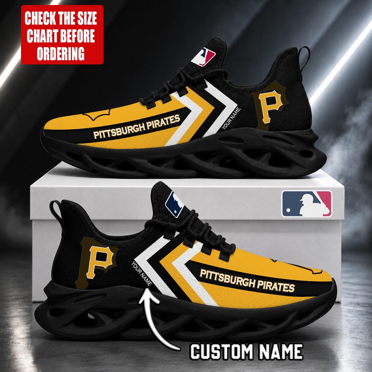 LIMITED EDITION - NEW CUSTOMIZED MLB29 PHP PITTSBURGH PIRATES MAX SOUL SHOES