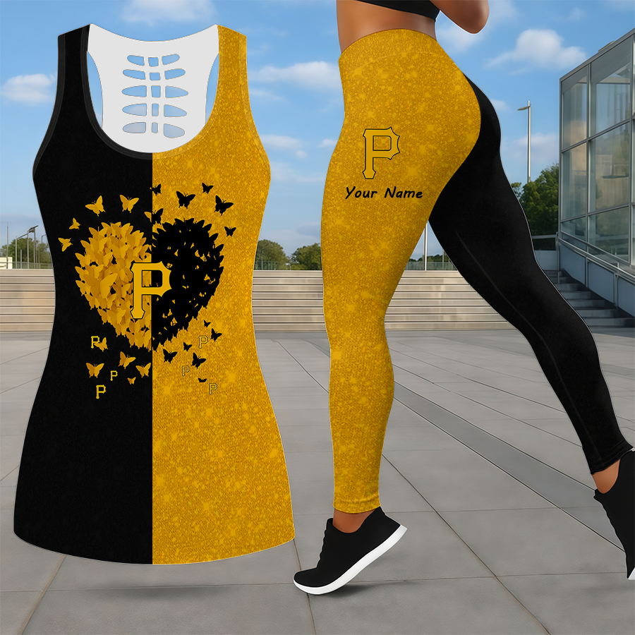 LIMITED EDITION - NEW CUSTOMIZED MLB29 PHP PITTSBURGH PIRATES LEGGINGS & HOLLOW TANK TOP SET
