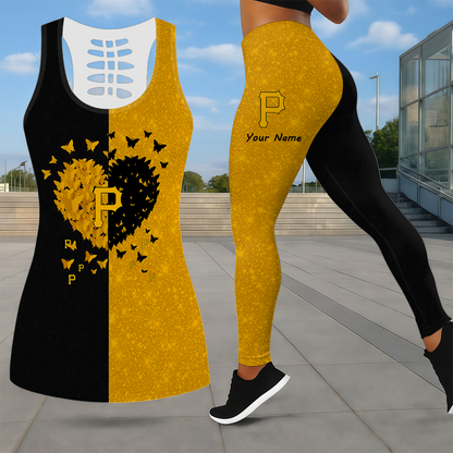LIMITED EDITION - NEW CUSTOMIZED MLB29 PHP PITTSBURGH PIRATES LEGGINGS & HOLLOW TANK TOP SET