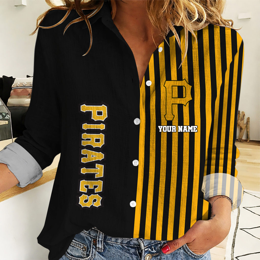 LIMITED EDITION - NEW CUSTOMIZED MLB29 PHP PITTSBURGH PIRATES WOMEN CASUAL SHIRT