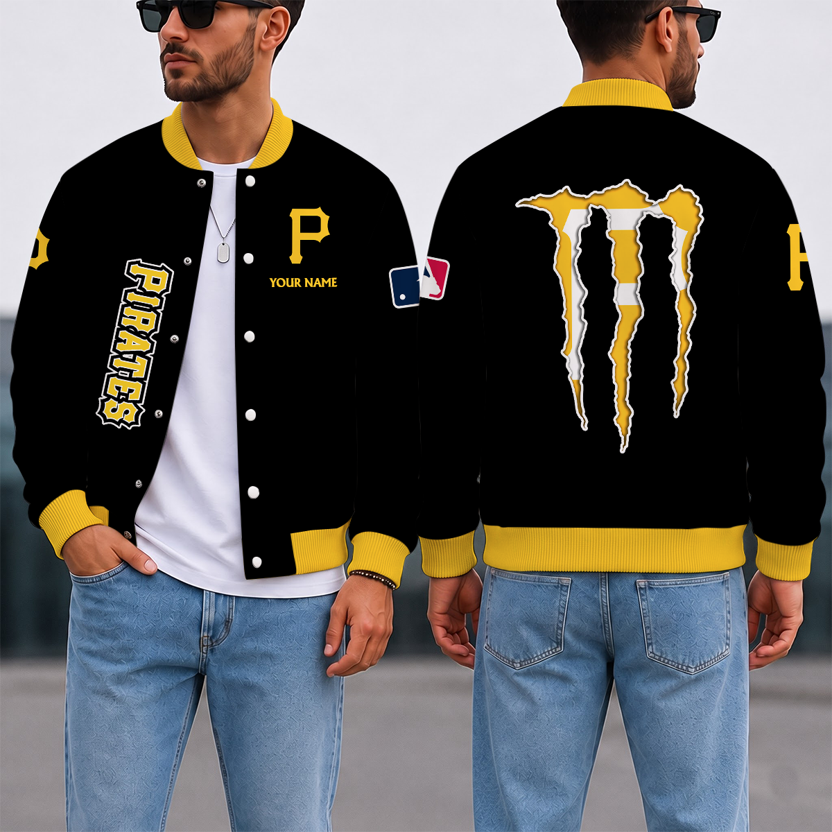 SPECIAL EDITION - NEW CUSTOMIZED MLB29 PHP PITTSBURGH PIRATES SATIN VARSITY & BASEBALL JACKET