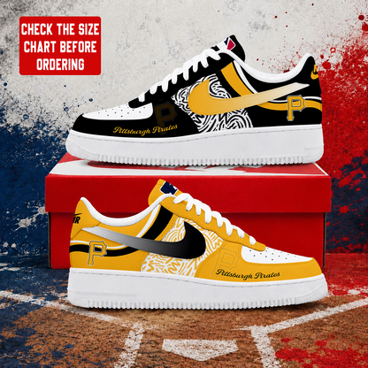 LIMITED EDITION - NEW CUSTOMIZED MLB29 PHP PITTSBURGH PIRATES AF1 SHOES