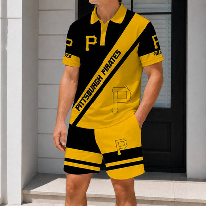 LIMITED EDITION - NEW CUSTOMIZED MLB29 PHP PITTSBURGH PIRATES POLO & SHORT PANTS SET