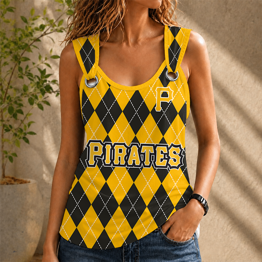 [FLASH SALE] NEW CUSTOMIZED MLB29 PHP PITTSBURGH PIRATES O-RING SHOULDER TANK TOP