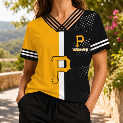 LIMITED EDITION - NEW CUSTOMIZED MLB29 PHP PITTSBURGH PIRATES V-NECK SHIRT