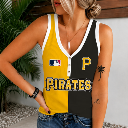 [FLASH SALE] NEW CUSTOMIZED MLB29 PHP PITTSBURGH PIRATES WOMEN'S V-NECK TANK TOP