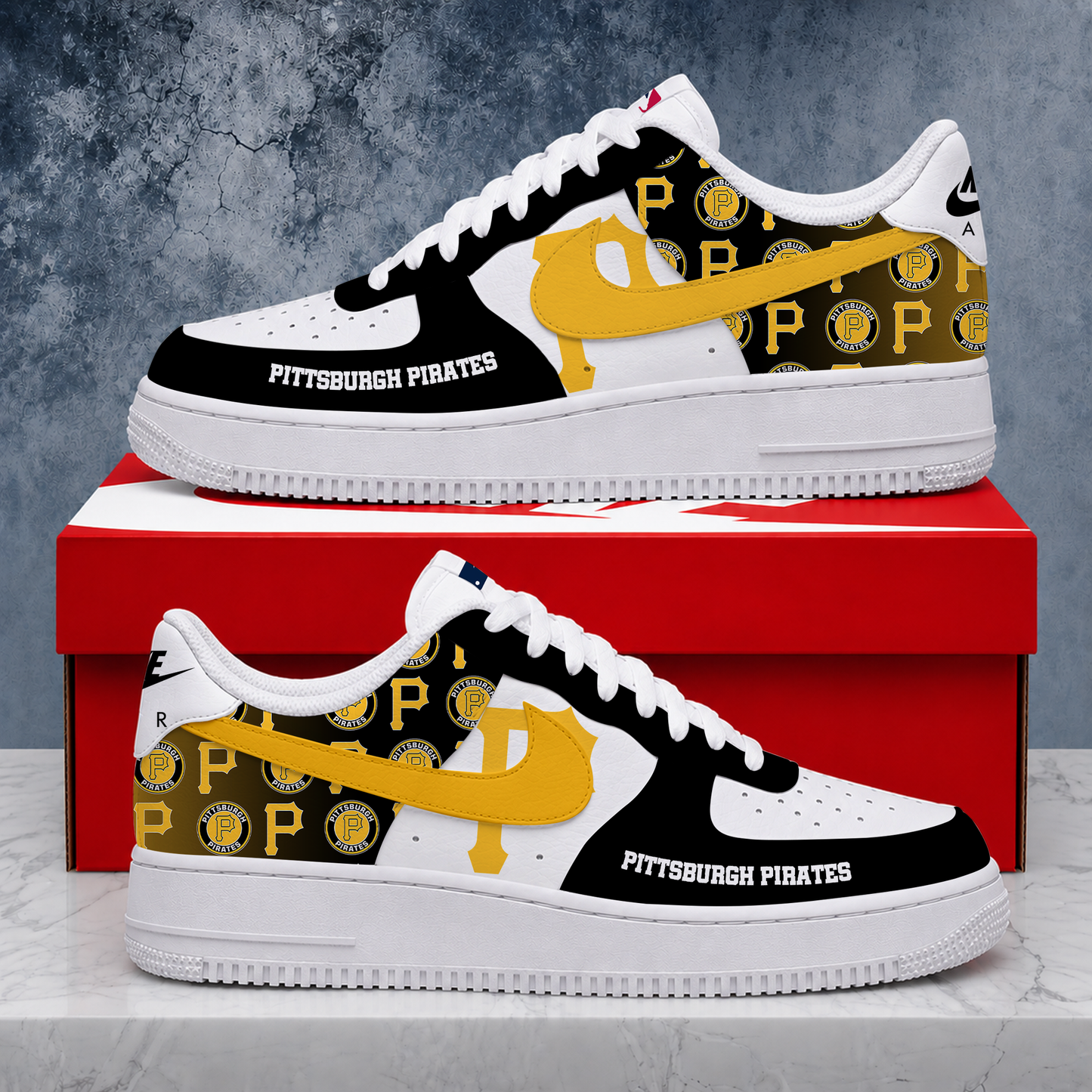 LIMITED EDITION - NEW CUSTOMIZED MLB29 PHP PITTSBURGH PIRATES AF1 SHOES