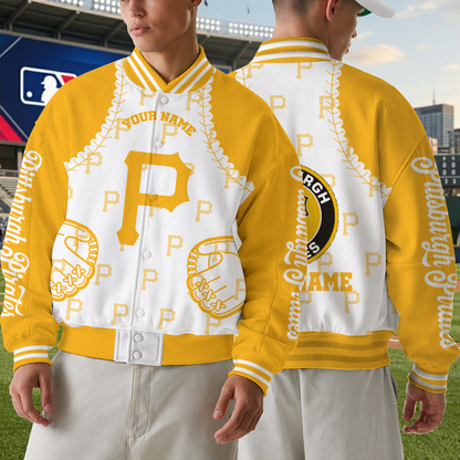 LIMITED EDITION - NEW CUSTOMIZED MLB29 PHP PITTSBURGH PIRATES SATIN VARSITY & BASEBALL JACKET