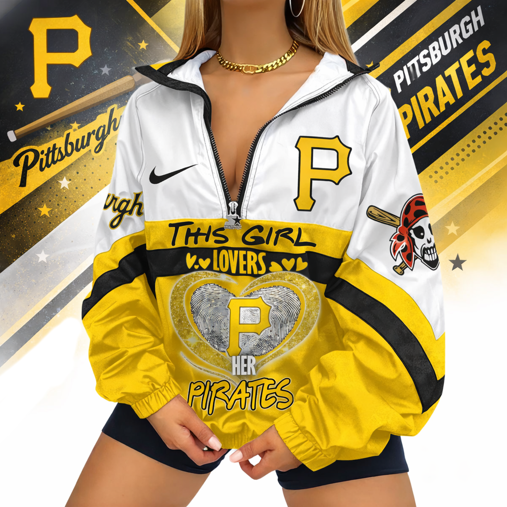 LIMITED EDITION - NEW CUSTOMIZED MLB29 PHP PITTSBURGH PIRATES V-NECK ZIPPER SWEATSHIRT JACKET