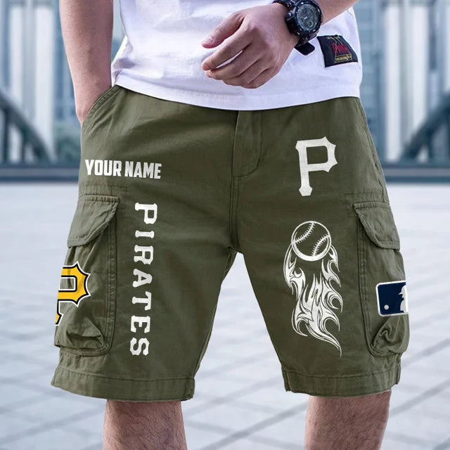 [FLASH SALE] NEW CUSTOMIZED MLB29 PHP PITTSBURGH PIRATES MEN'S CARGO SHORTS