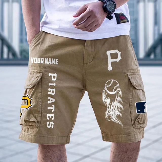 [FLASH SALE] NEW CUSTOMIZED MLB29 PHP PITTSBURGH PIRATES MEN'S CARGO SHORTS