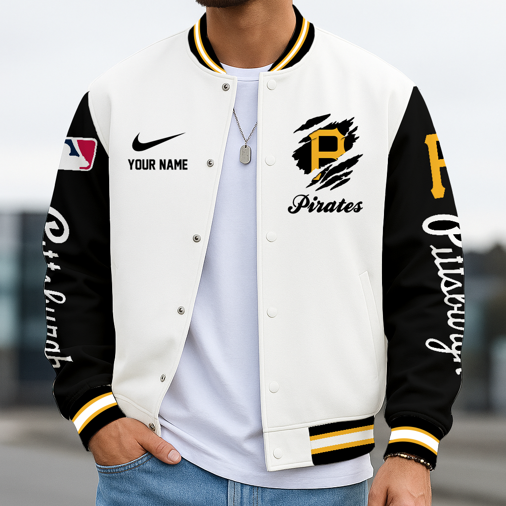LIMITED EDITION - NEW CUSTOMIZED MLB29 PHP PITTSBURGH PIRATES BASEBALL JACKET, SATIN VARSITY JACKET