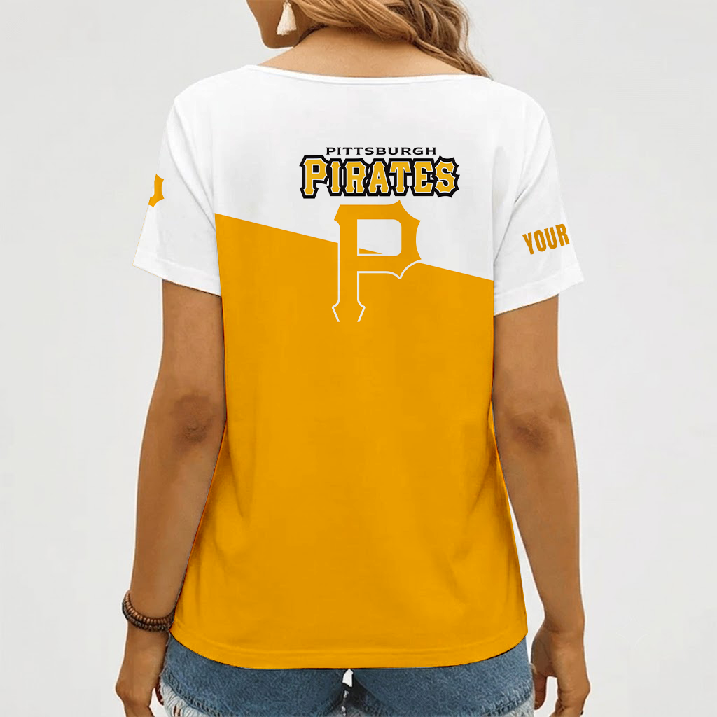 [FLASH SALE] NEW CUSTOMIZED MLB29 PHP PITTSBURGH PIRATES V-NECK FEMALE SHIRT