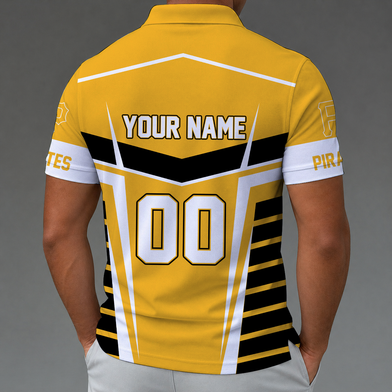 LIMITED EDITION - NEW CUSTOMIZED MLB29 PHP PITTSBURGH PIRATES ZIP POLO SHIRT