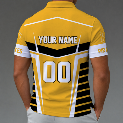 LIMITED EDITION - NEW CUSTOMIZED MLB29 PHP PITTSBURGH PIRATES ZIP POLO SHIRT