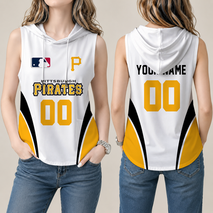 [FLASH SALE] NEW CUSTOMIZED MLB29 PHP PITTSBURGH PIRATES WOMEN'S SLEEVELESS HOODED POCKET TANK TOP
