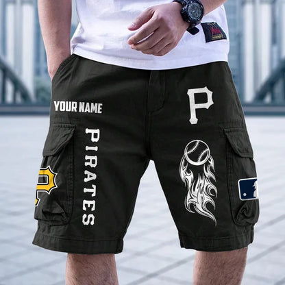 [FLASH SALE] NEW CUSTOMIZED MLB29 PHP PITTSBURGH PIRATES MEN'S CARGO SHORTS