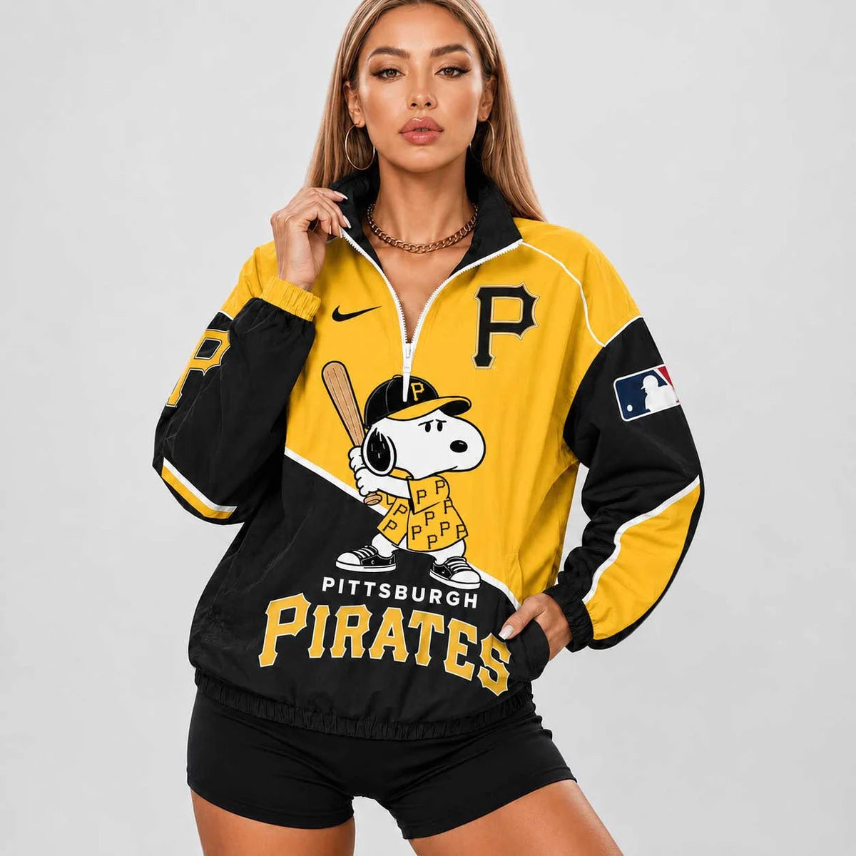 [FLASH SALE] NEW CUSTOMIZED MLB29 PHP PITTSBURGH PIRATES V-NECK ZIPPER SWEATSHIRT JACKET