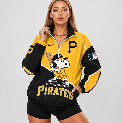 [FLASH SALE] NEW CUSTOMIZED MLB29 PHP PITTSBURGH PIRATES V-NECK ZIPPER SWEATSHIRT JACKET