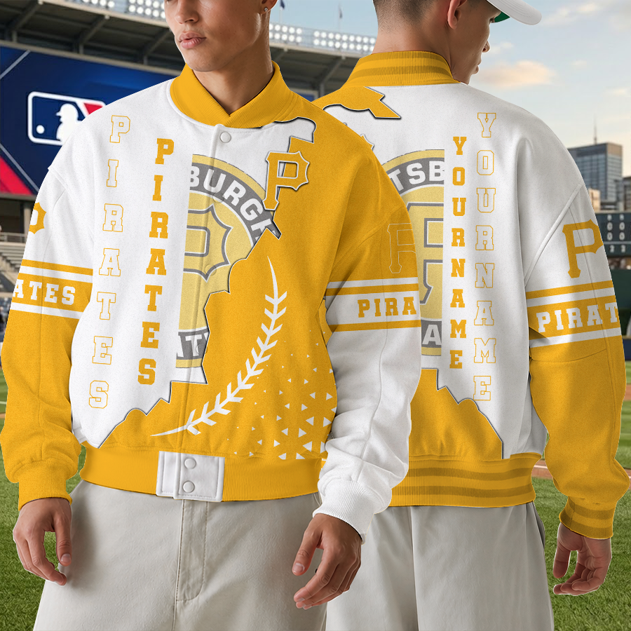 LIMITED EDITION - NEW CUSTOMIZED MLB29 PHP PITTSBURGH PIRATES SATIN VARSITY & BASEBALL JACKET