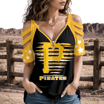 [FLASH SALE] NEW CUSTOMIZED MLB29 PHP PITTSBURGH PIRATES STRAPPY COLD-SHOULDER TOP