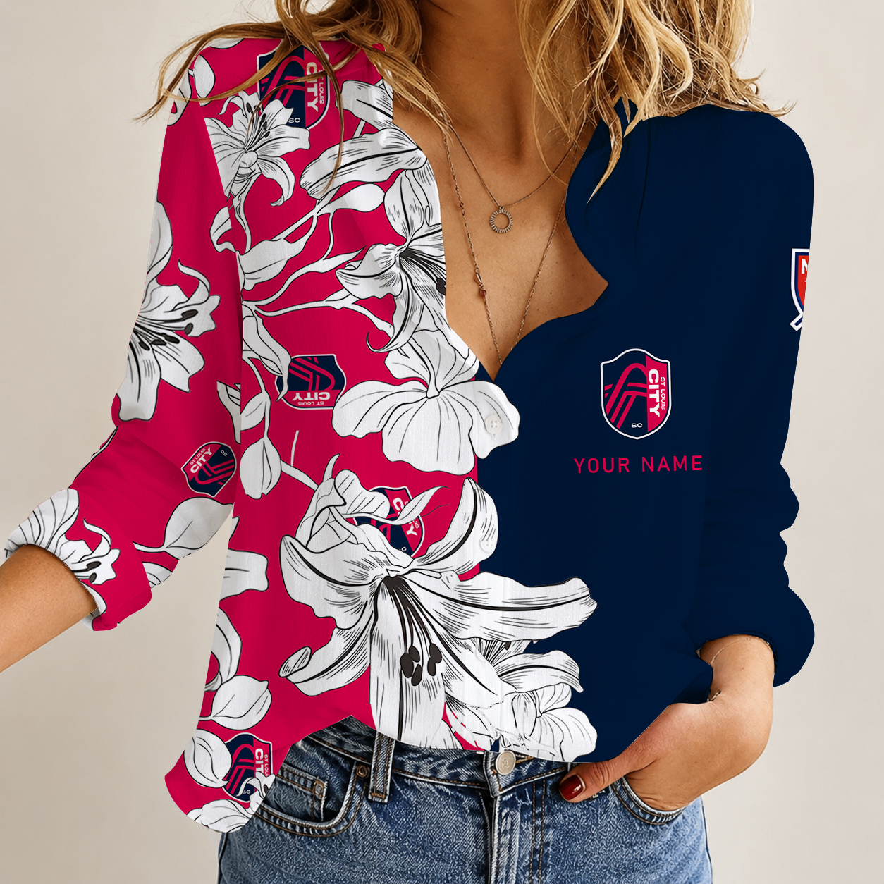 [FAN EXCLUSIVE] NEW CUSTOMIZED MLS29 SLC ST. LOUIS CITY SC WOMEN CASUAL SHIRT