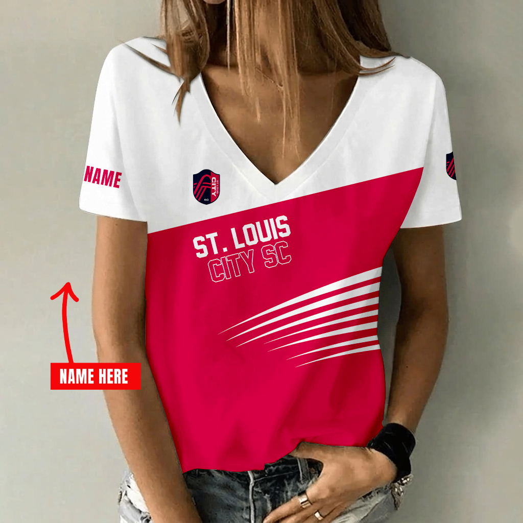 [FAN EXCLUSIVE] NEW CUSTOMIZED MLS29 SLC ST. LOUIS CITY SC V-NECK FEMALE SHIRT