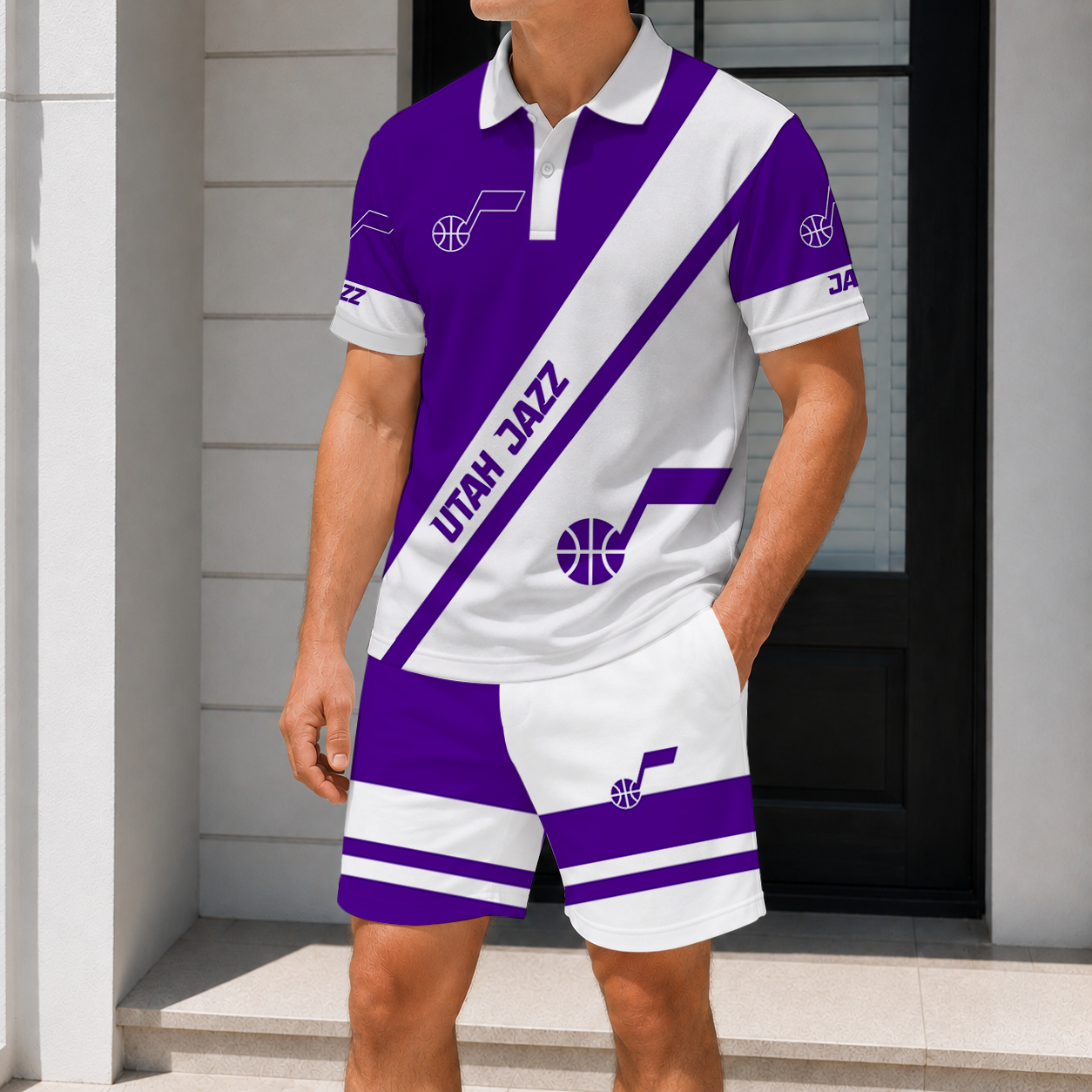 LIMITED EDITION - NEW CUSTOMIZED NBA29 UJZ UTAH JAZZ POLO SHIRT & SHORT PANTS SET