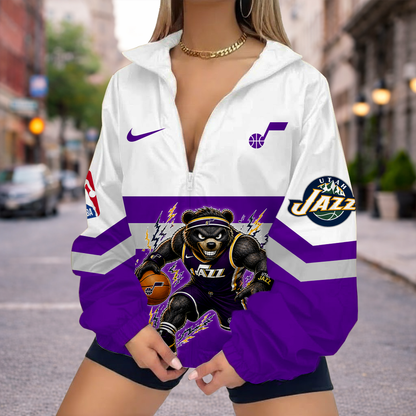 VIRAL EDITION - NEW CUSTOMIZED NBA29 UJZ UTAH JAZZ V-NECK ZIPPER SWEATSHIRT JACKET