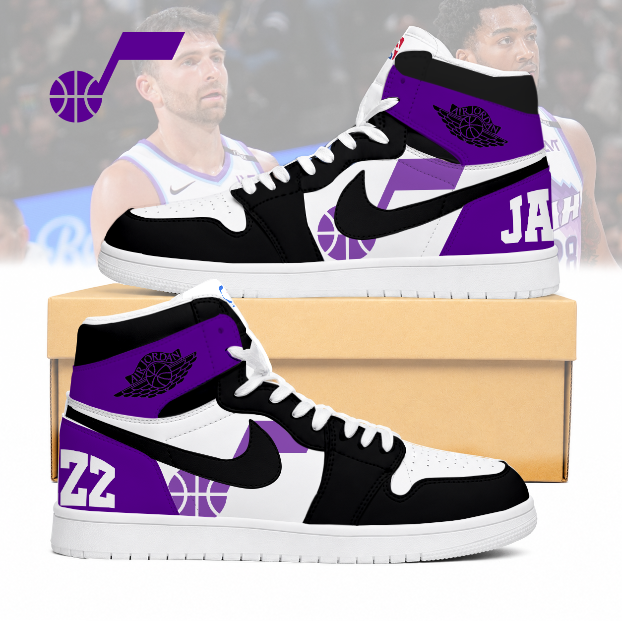 LIMITED EDITION - NEW CUSTOMIZED NBA29 UJZ UTAH JAZZ AIR JORDAN SNEAKERS