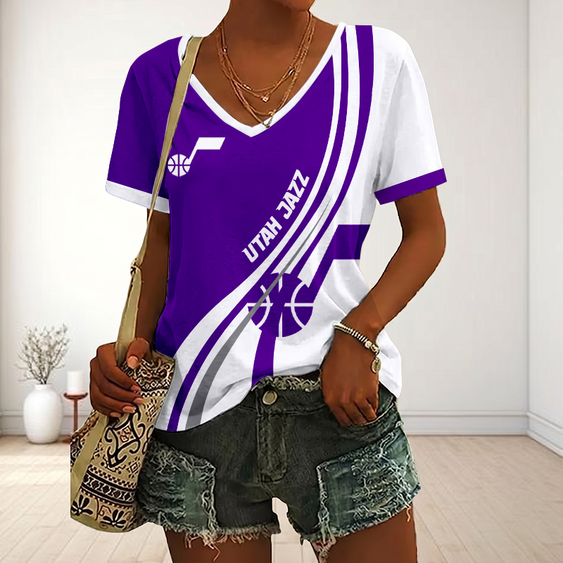 LIMITED EDITION - NEW CUSTOMIZED NBA29 UJZ UTAH JAZZ V-NECK FEMALE SHIRT