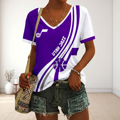 LIMITED EDITION - NEW CUSTOMIZED NBA29 UJZ UTAH JAZZ V-NECK FEMALE SHIRT