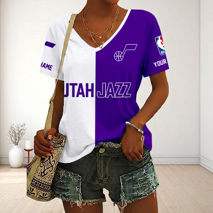 LIMITED EDITION - NEW CUSTOMIZED NBA29 UJZ UTAH JAZZ V-NECK FEMALE SHIRT