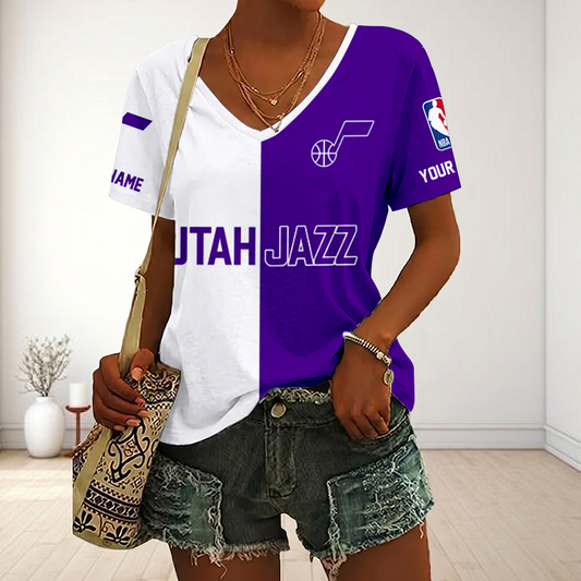 LIMITED EDITION - NEW CUSTOMIZED NBA29 UJZ UTAH JAZZ V-NECK FEMALE SHIRT