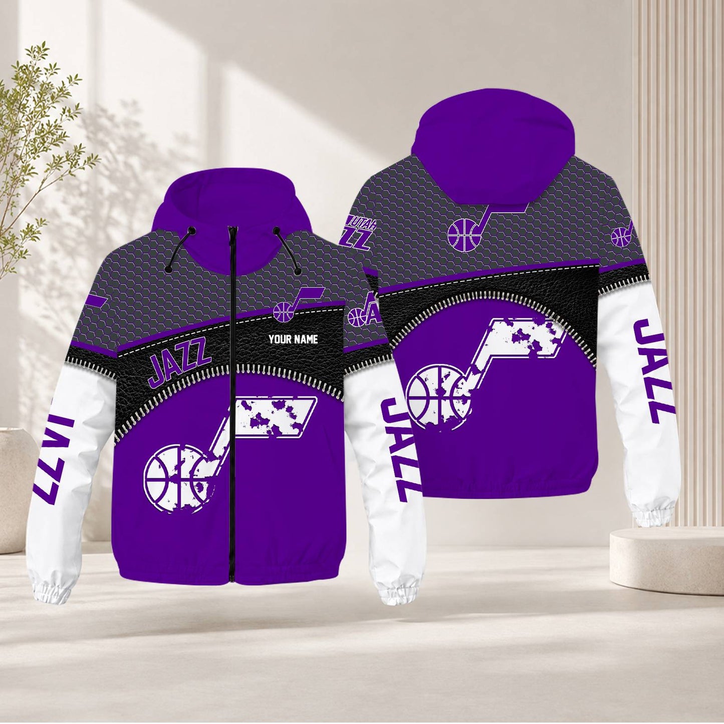 LIMITED EDITION - NEW CUSTOMIZED NBA29 UJZ UTAH JAZZ WINDBREAKER JACKET