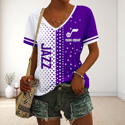 LIMITED EDITION - NEW CUSTOMIZED NBA29 UJZ UTAH JAZZ V-NECK FEMALE SHIRT