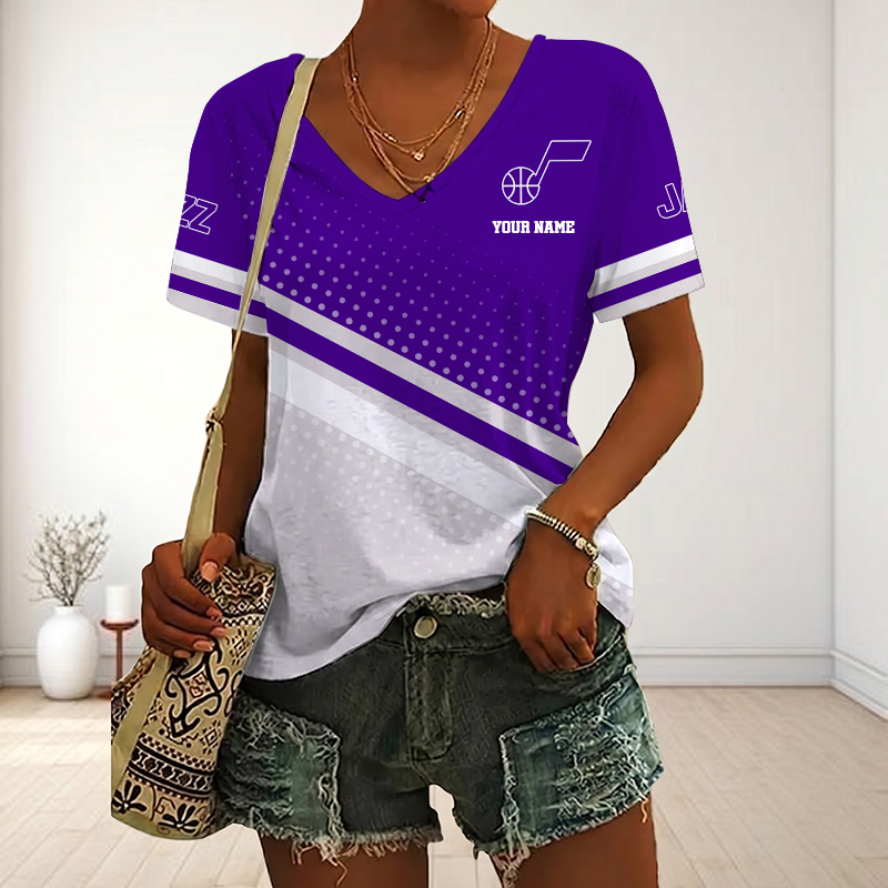 LIMITED EDITION - NEW CUSTOMIZED NBA29 UJZ UTAH JAZZ V-NECK FEMALE SHIRT