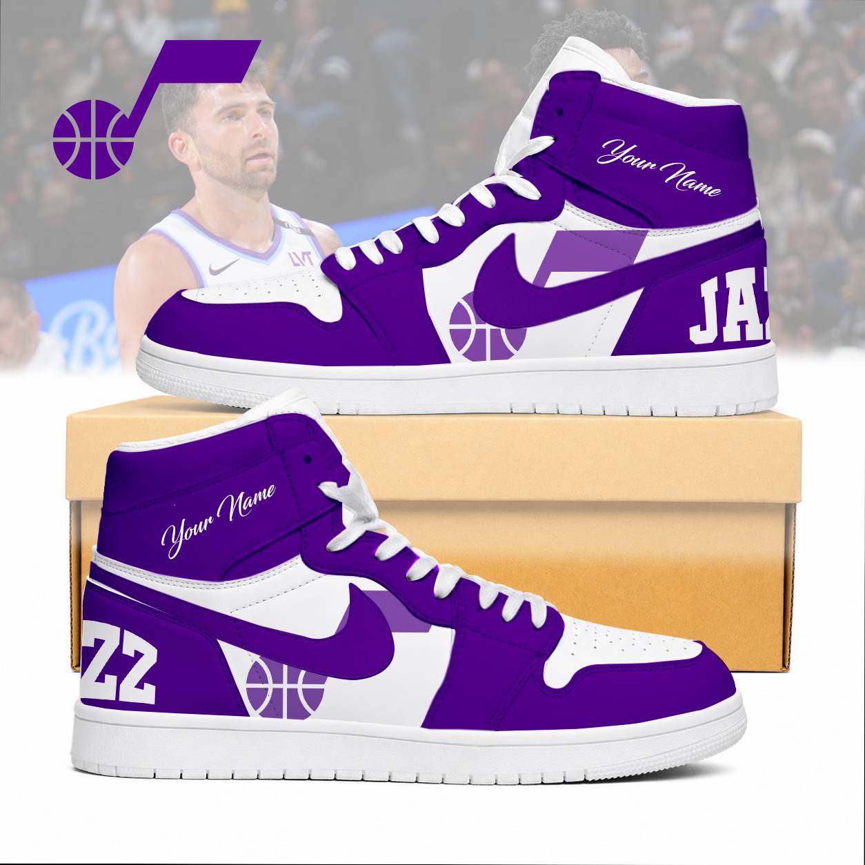 LIMITED EDITION - NEW CUSTOMIZED NBA29 UJZ UTAH JAZZ AIR JORDAN SNEAKERS
