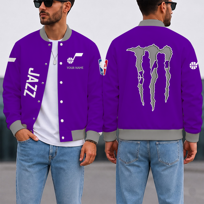 LIMITED EDITION - NEW CUSTOMIZED NBA29 UJZ UTAH JAZZ BASEBALL JACKET, SATIN VARSITY JACKET