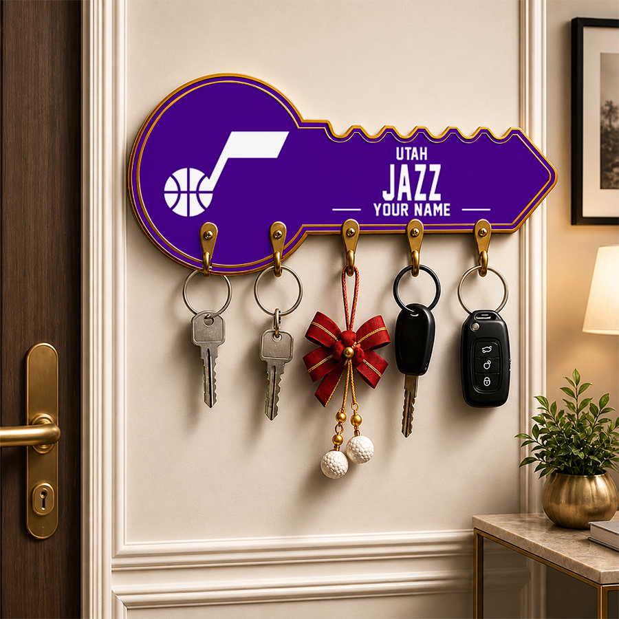 [HOT DEAL] NEW CUSTOMIZED NBA29 UJZ UTAH JAZZ WALL KEY HOLDER FOR HOME